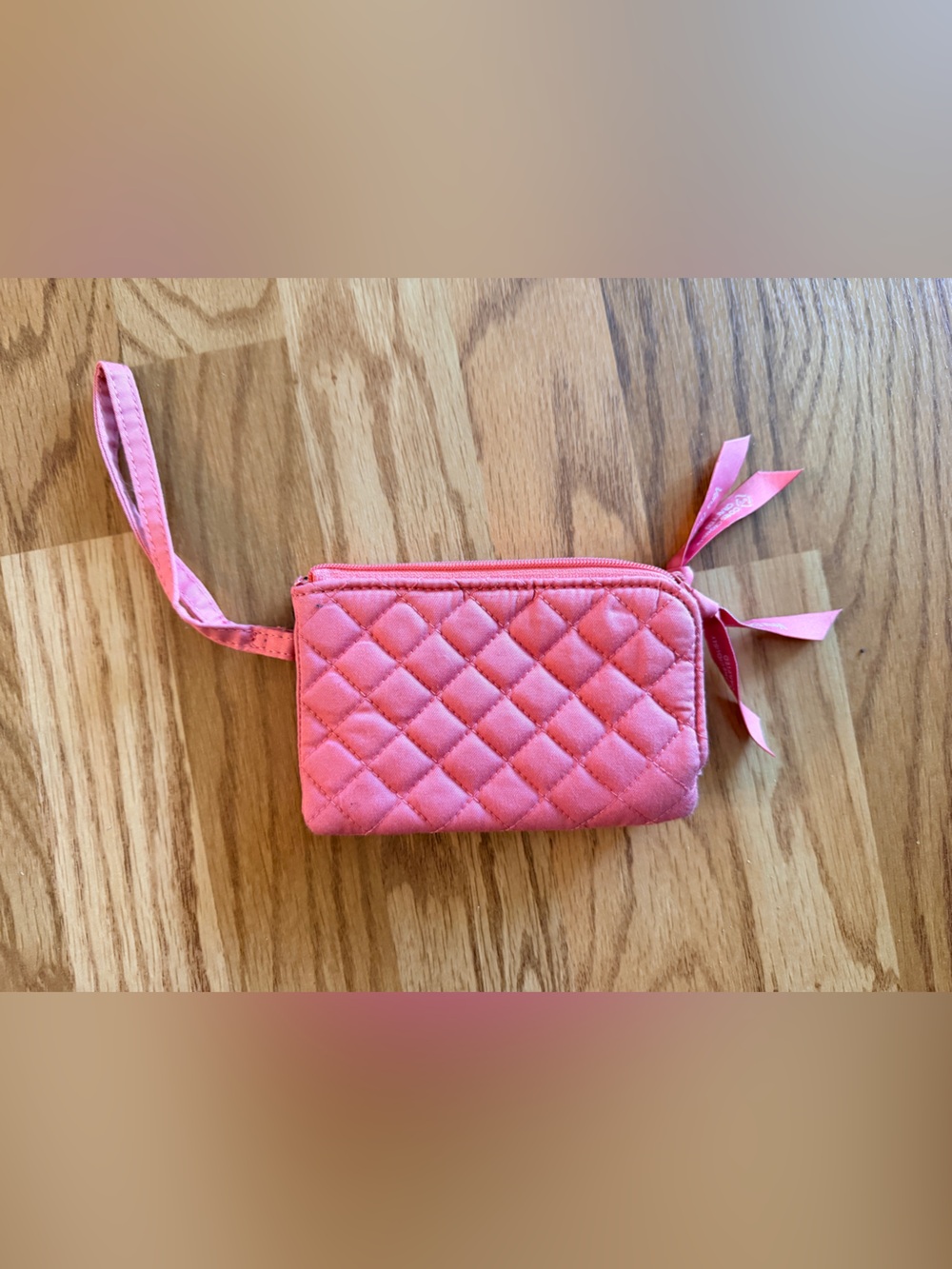 Quilted terra cotta rose Wristlet Wallet